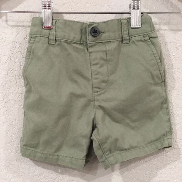 The Children's Place Baby Boys 12-18M Shorts Green Flat Front Chino 100% Cotton‎ - Picture 1 of 8